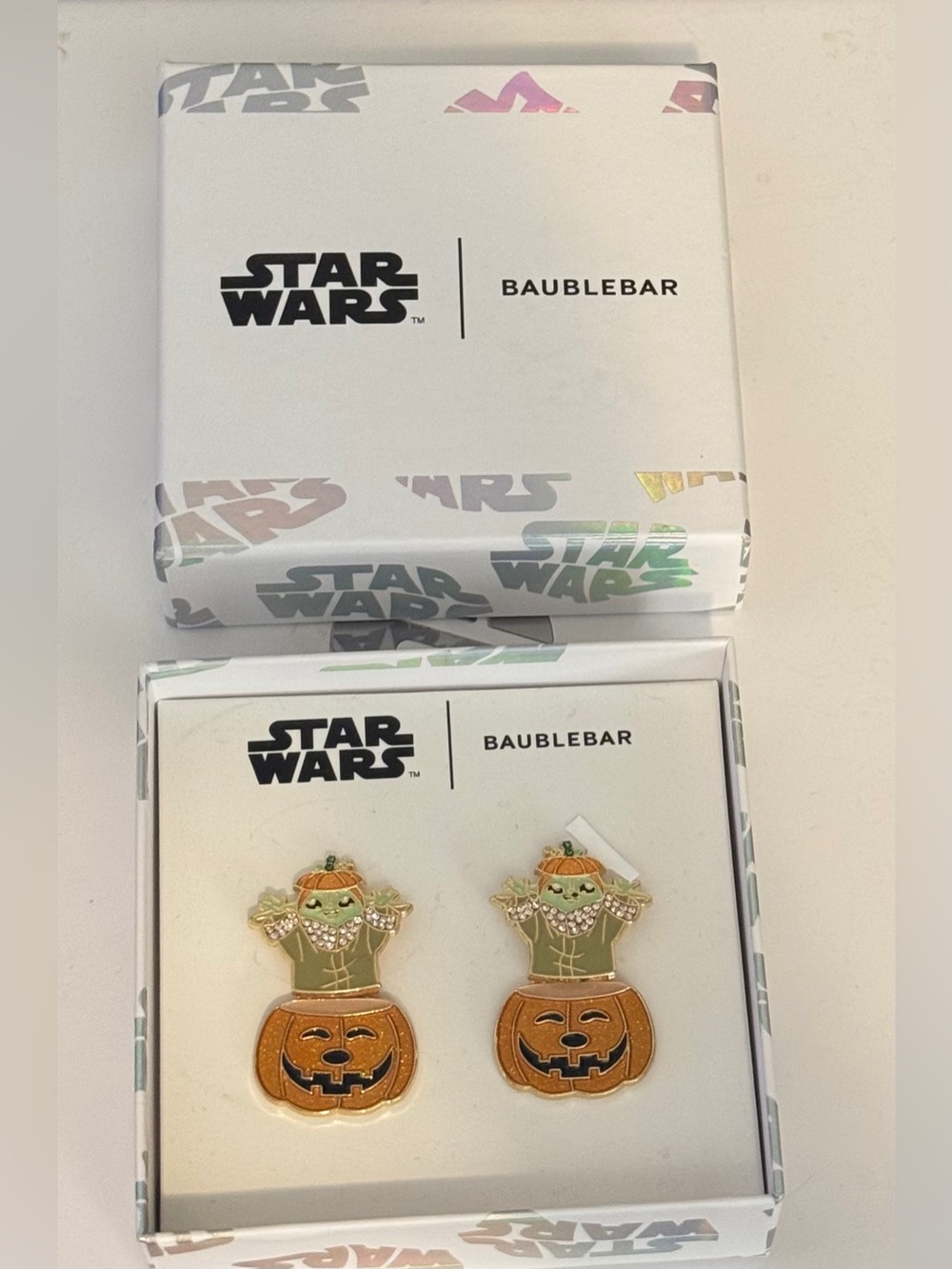 BaubleBar Baby Yoda Pumpkin Stud Earrings - Green & Orange